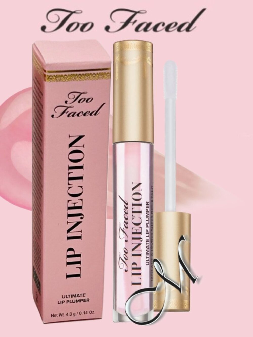 Too Faced Lip Injection ULTIMATE LIP PLUMPER ~ Clear Pink Full Size NIB